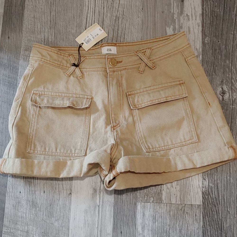 River Island High Waist Cali Cargo Shorts